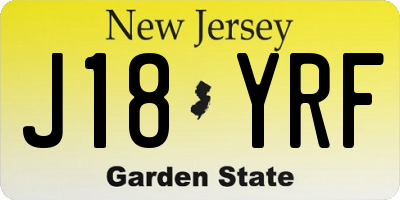 NJ license plate J18YRF