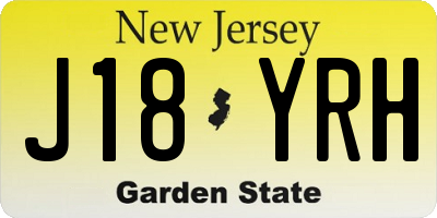 NJ license plate J18YRH