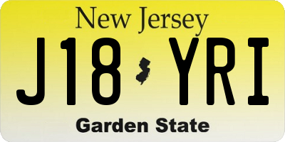 NJ license plate J18YRI
