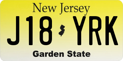 NJ license plate J18YRK