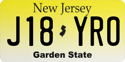 NJ license plate J18YRO