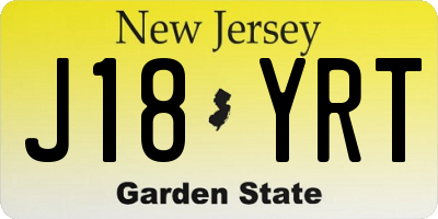 NJ license plate J18YRT