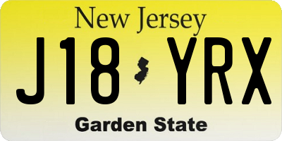 NJ license plate J18YRX