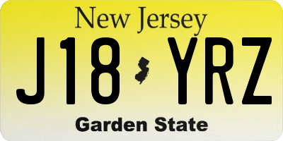 NJ license plate J18YRZ