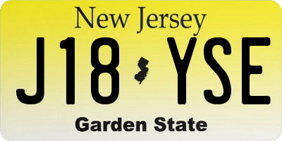 NJ license plate J18YSE