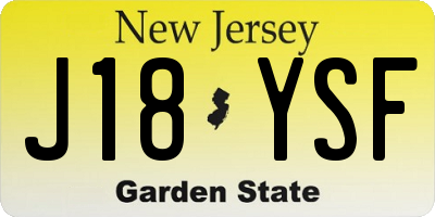 NJ license plate J18YSF