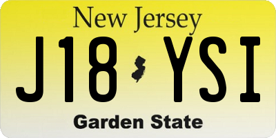 NJ license plate J18YSI