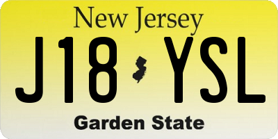 NJ license plate J18YSL
