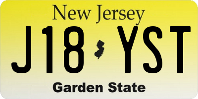 NJ license plate J18YST