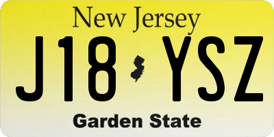 NJ license plate J18YSZ