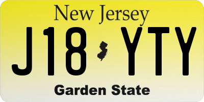 NJ license plate J18YTY
