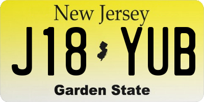 NJ license plate J18YUB