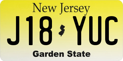 NJ license plate J18YUC