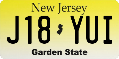 NJ license plate J18YUI