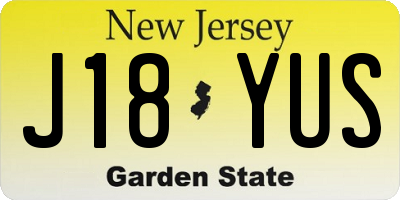 NJ license plate J18YUS