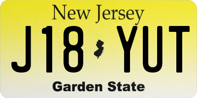 NJ license plate J18YUT