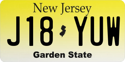 NJ license plate J18YUW