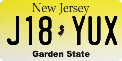 NJ license plate J18YUX