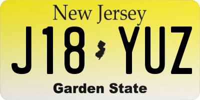 NJ license plate J18YUZ