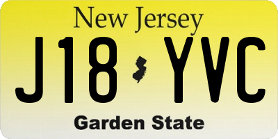 NJ license plate J18YVC