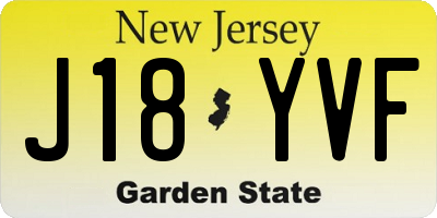 NJ license plate J18YVF
