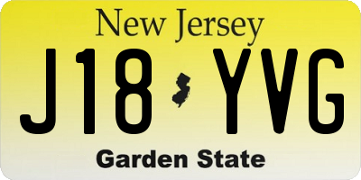NJ license plate J18YVG