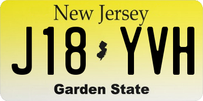 NJ license plate J18YVH