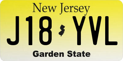 NJ license plate J18YVL
