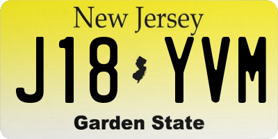 NJ license plate J18YVM
