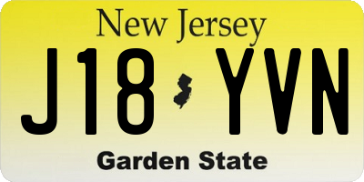 NJ license plate J18YVN