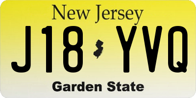 NJ license plate J18YVQ