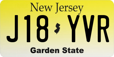 NJ license plate J18YVR