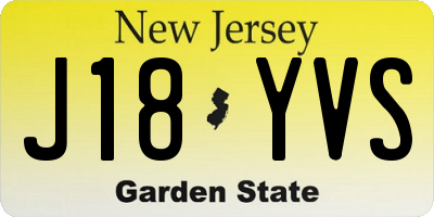 NJ license plate J18YVS