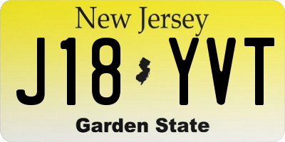 NJ license plate J18YVT