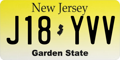 NJ license plate J18YVV