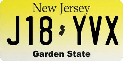 NJ license plate J18YVX