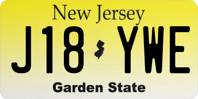 NJ license plate J18YWE