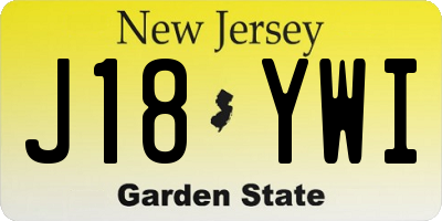 NJ license plate J18YWI