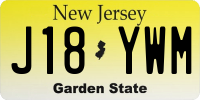 NJ license plate J18YWM