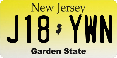 NJ license plate J18YWN