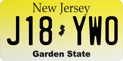 NJ license plate J18YWO