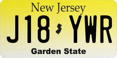 NJ license plate J18YWR