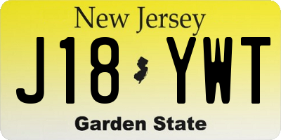 NJ license plate J18YWT