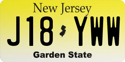 NJ license plate J18YWW
