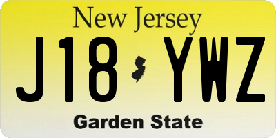NJ license plate J18YWZ