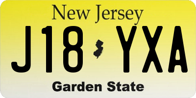 NJ license plate J18YXA