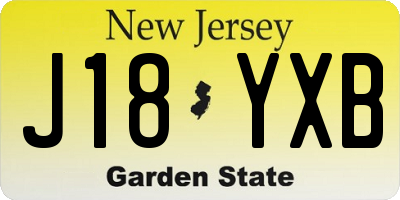 NJ license plate J18YXB