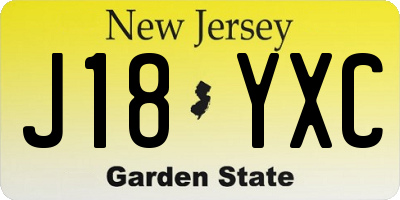 NJ license plate J18YXC
