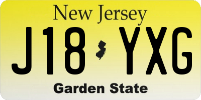 NJ license plate J18YXG
