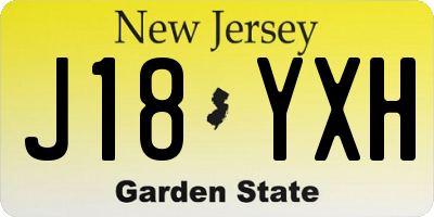 NJ license plate J18YXH